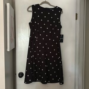 Black with white polka dot Chaps dress